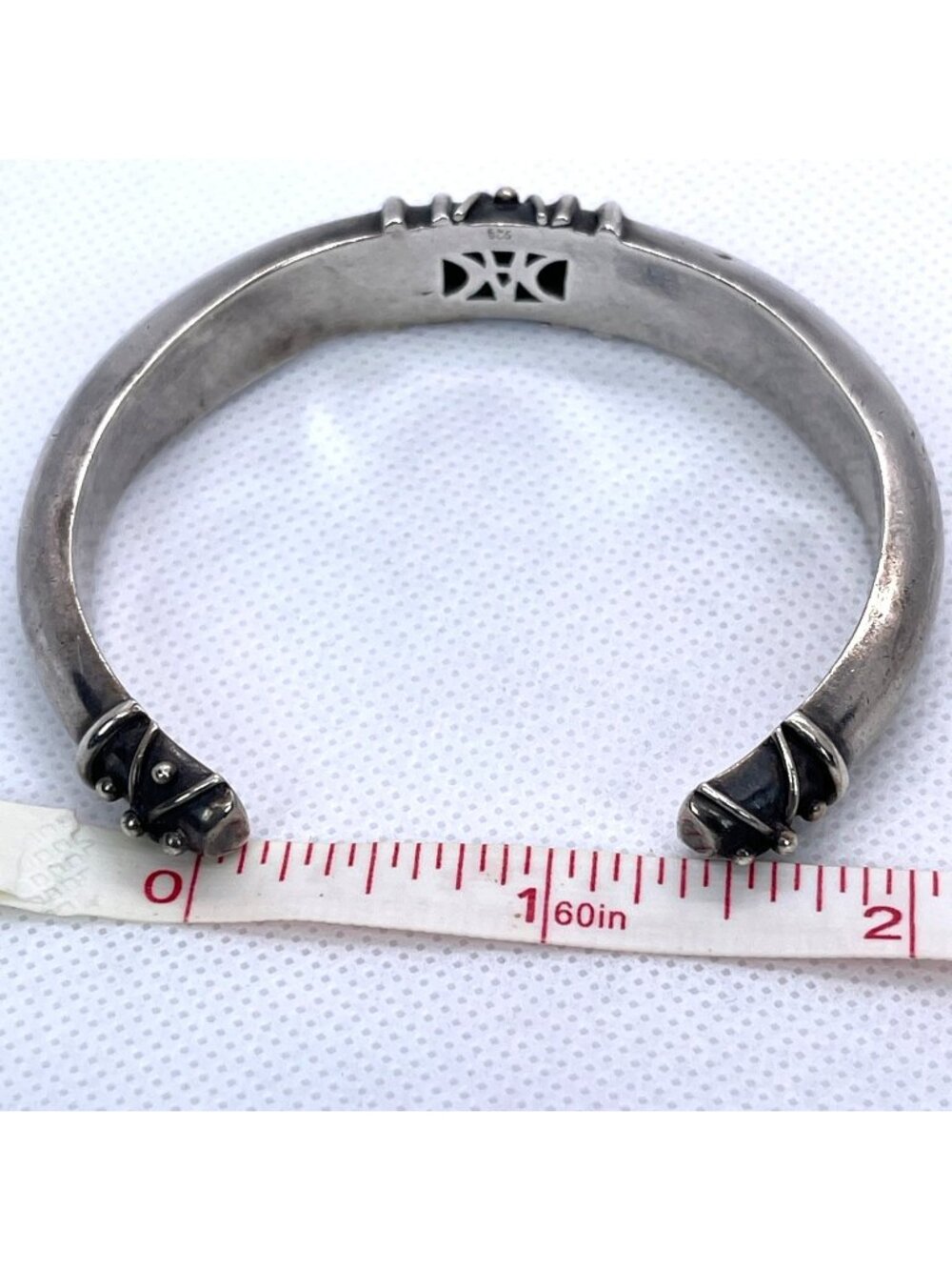 Vintage Deborah Armstrong 925 Sterling Silver Hollow Dome Cuff Bracelet Signed - Picture 9 of 16